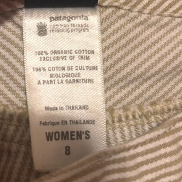 Patagonia Inga Shorts Women's 8 White Tan Striped Low Rise Slim Fit 30" Waist - Picture 3 of 4